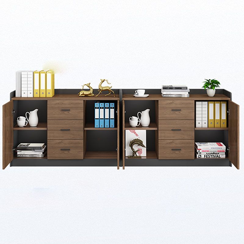 Modern Brown Engineered Wood Filing Cabinet with Drawers for Home Office