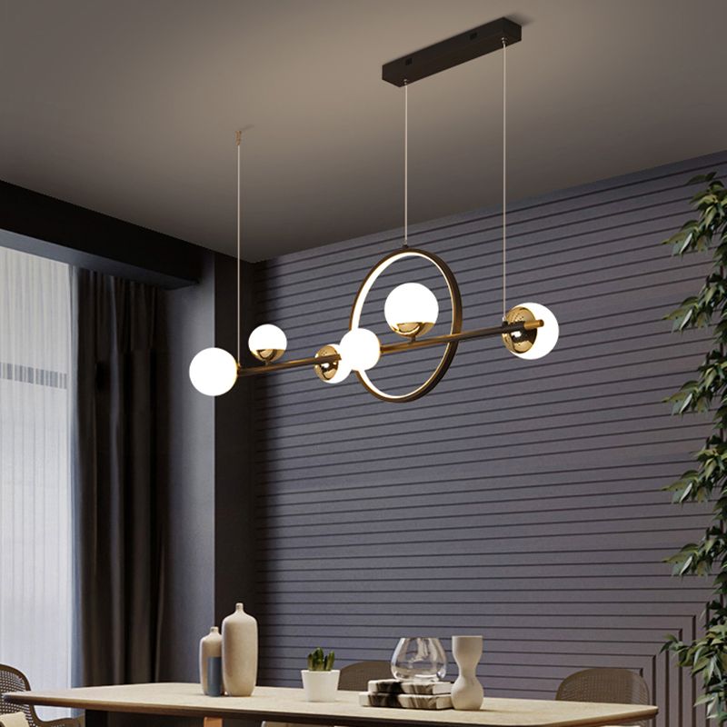 Contemporary Glass Chandelier Lamp Linear Island Pendant for Dining Room