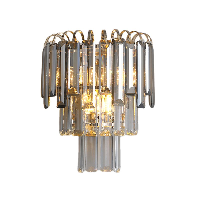 Modern Style Three-Tiered Wall Light Crystal 3 Light Sconces for Bedroom