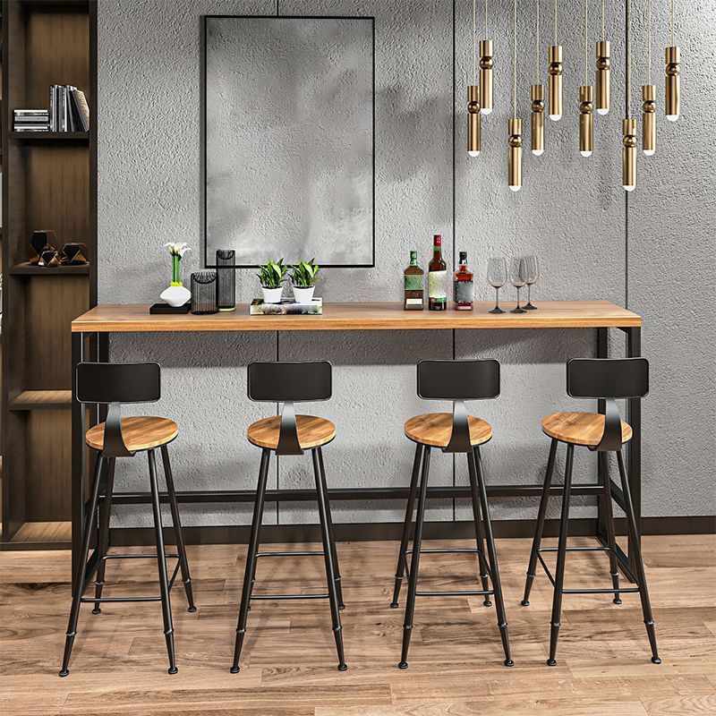 Industrial Armless Backrest Counter Stool Iron Bar Stool with Seat and Pedal