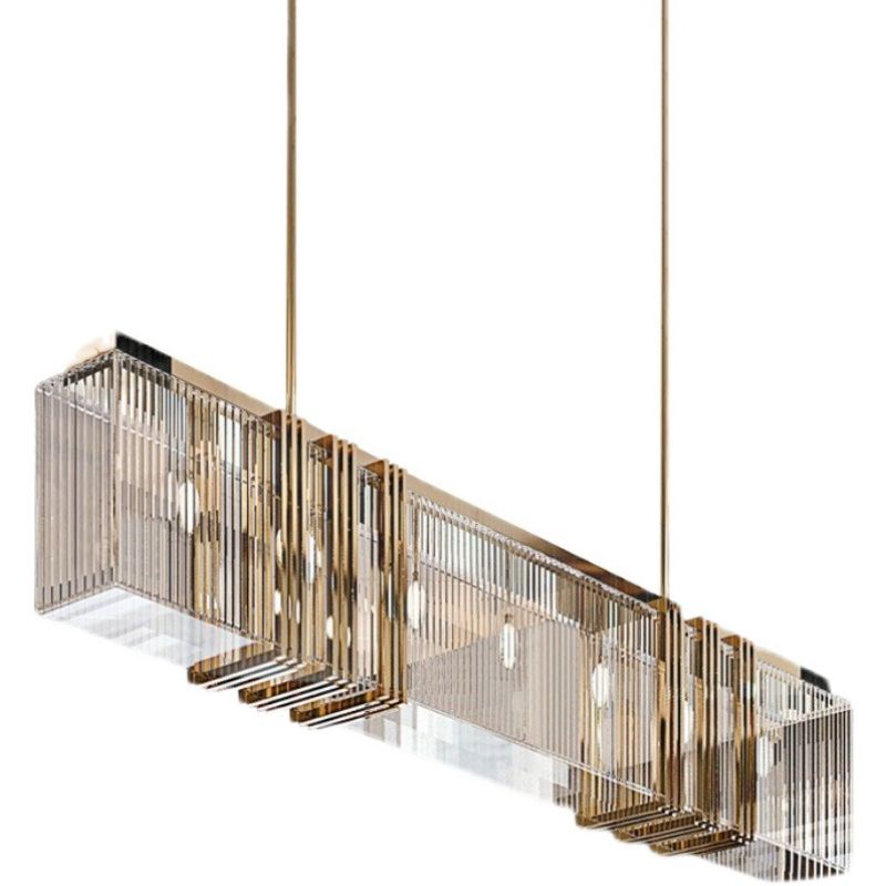 Nordic Style Hanging Lamp Rectangle Shape Island Light Fixture for Living Room