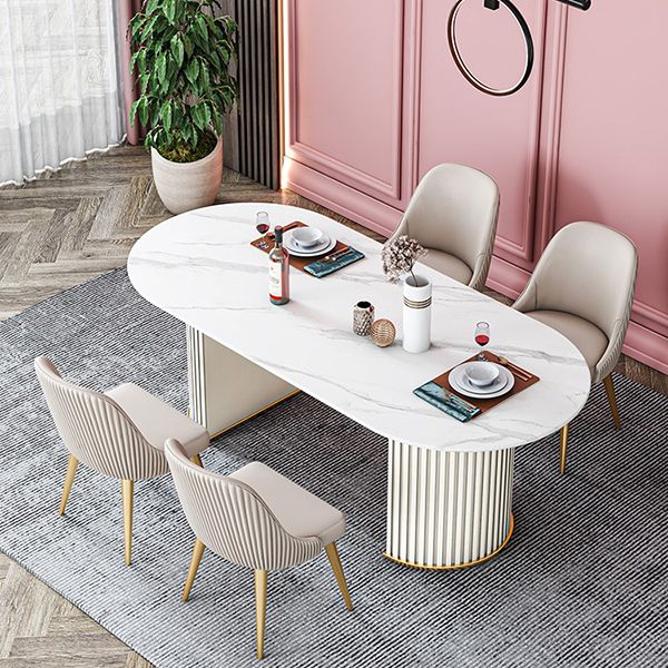 Oval Stone Dining Room Collection Traditional Luxury Home Furniture for Indoor