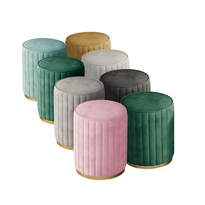 Gorgeous Round Ottoman Solid Color Stain Resistant Velvet Ottoman Stool