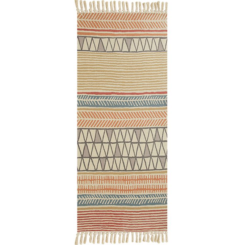 Multi Color Funky Rug Cotton Geometric Shapes Rug Pet Friendly Machine Washable Carpet for Bedroom