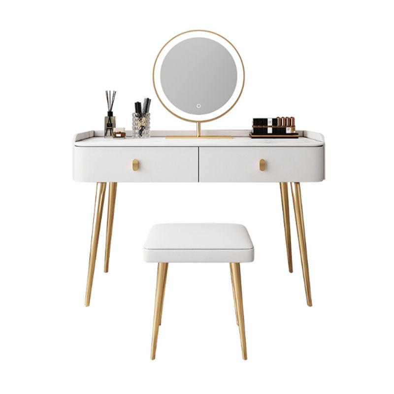 White Vanity with Makeup Table and Stool, 1/2 Drawers Dresser - 31.89" H