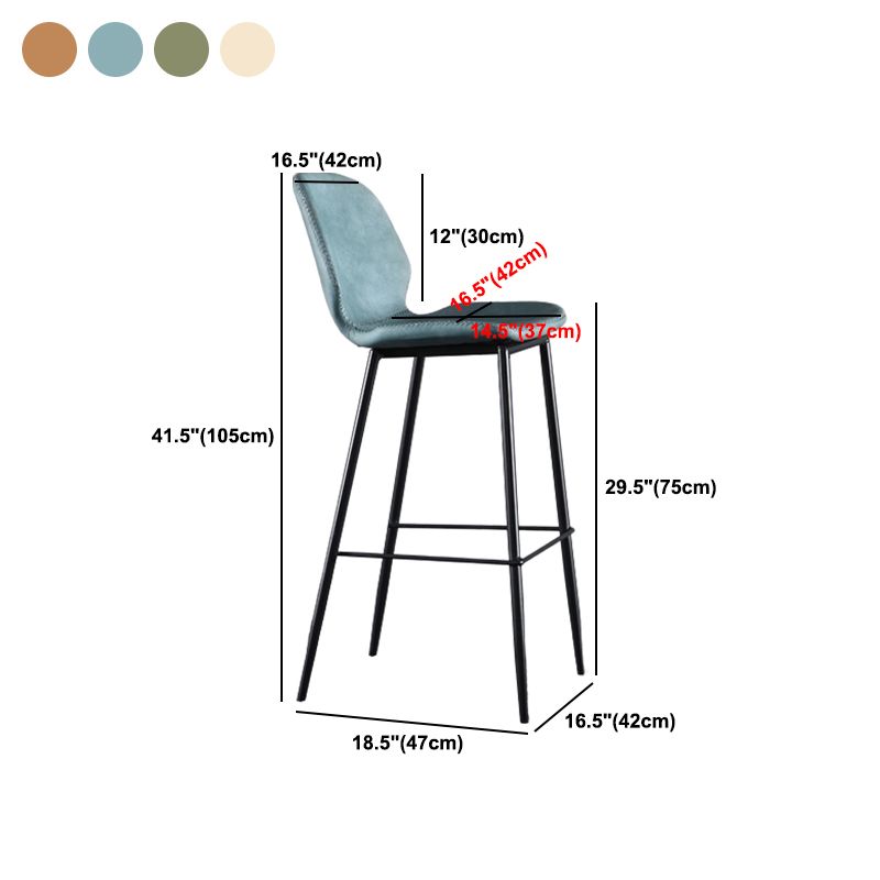 Living Room Industrial Counter Chair Footrest Bucket PU Leather Bar-stools