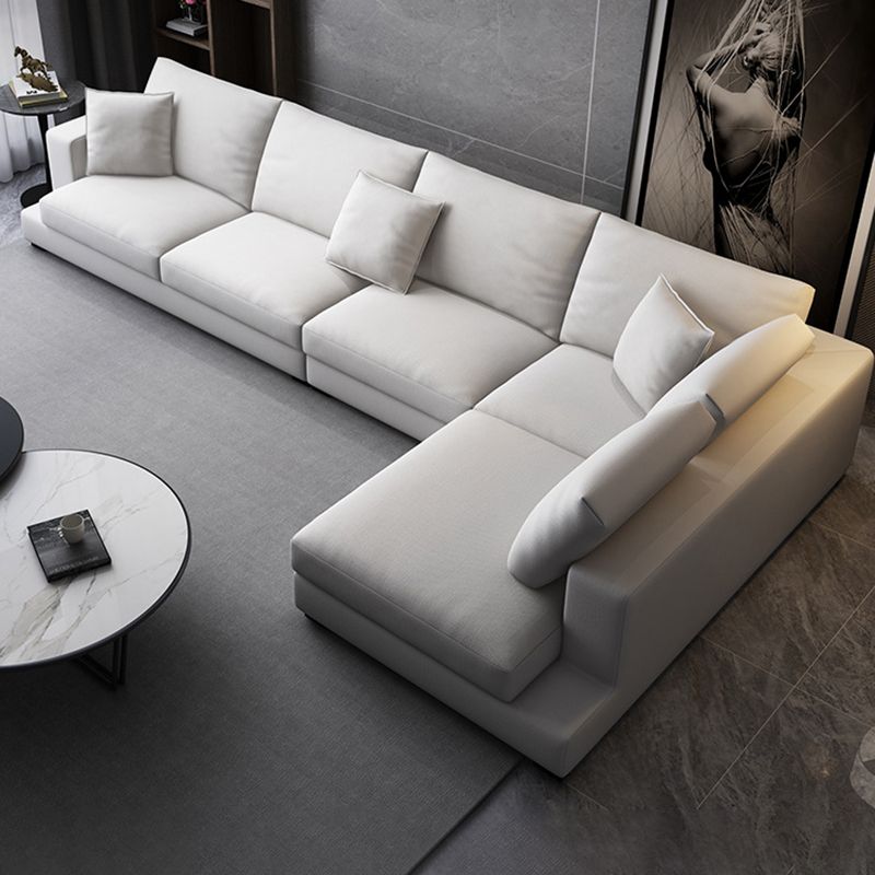 Fabric Pillow Back Sectional Sofa Square Arm Sectional in Gray