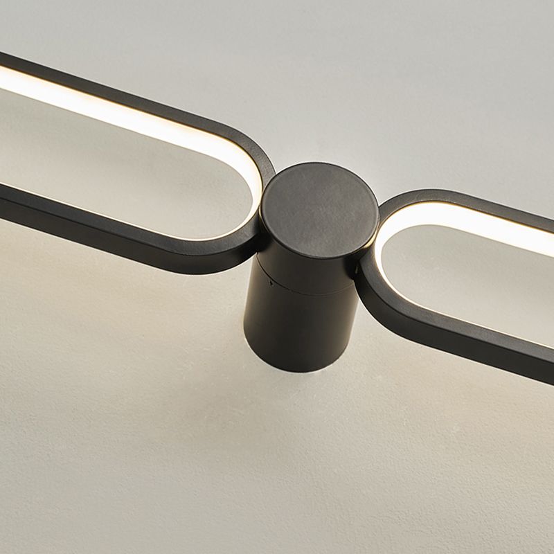 Linear Shape Metal Wall Mount Light Modern Style 2-Lights Wall Light Sconce in Black