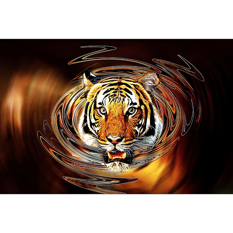 Illustration Tiger Wall Decal for Home Play Room Moisture Resistant, Made to Measure
