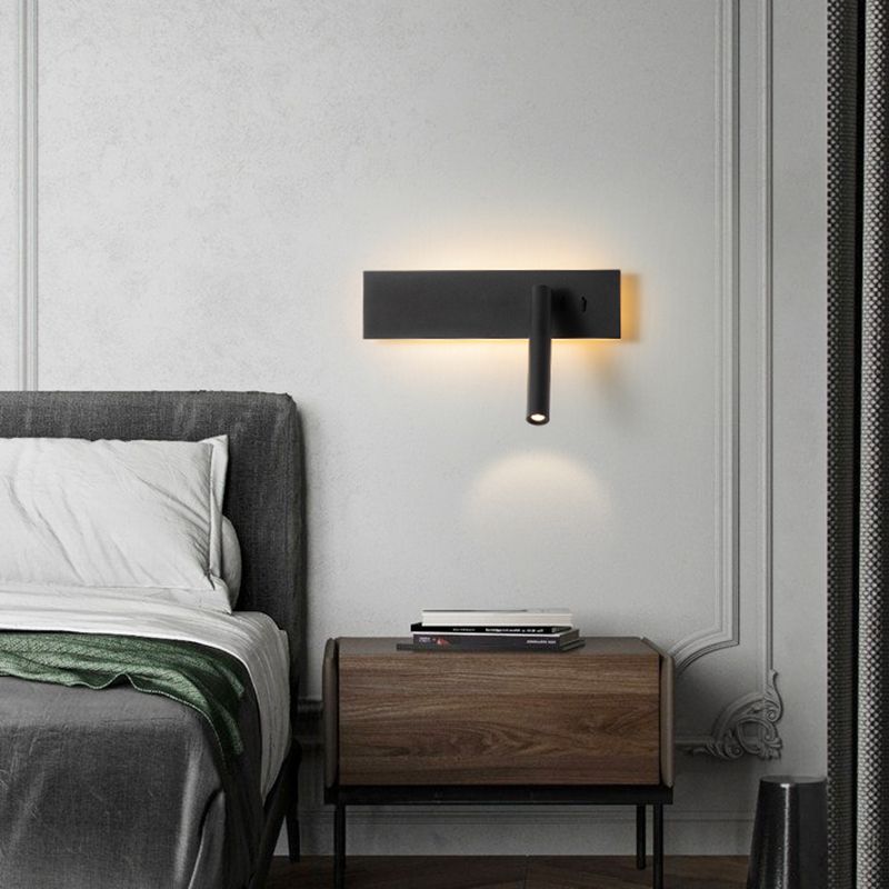 Modern Aluminum Wall Light Rectangle 2 Lights Reading Wall Sconce for Bedroom