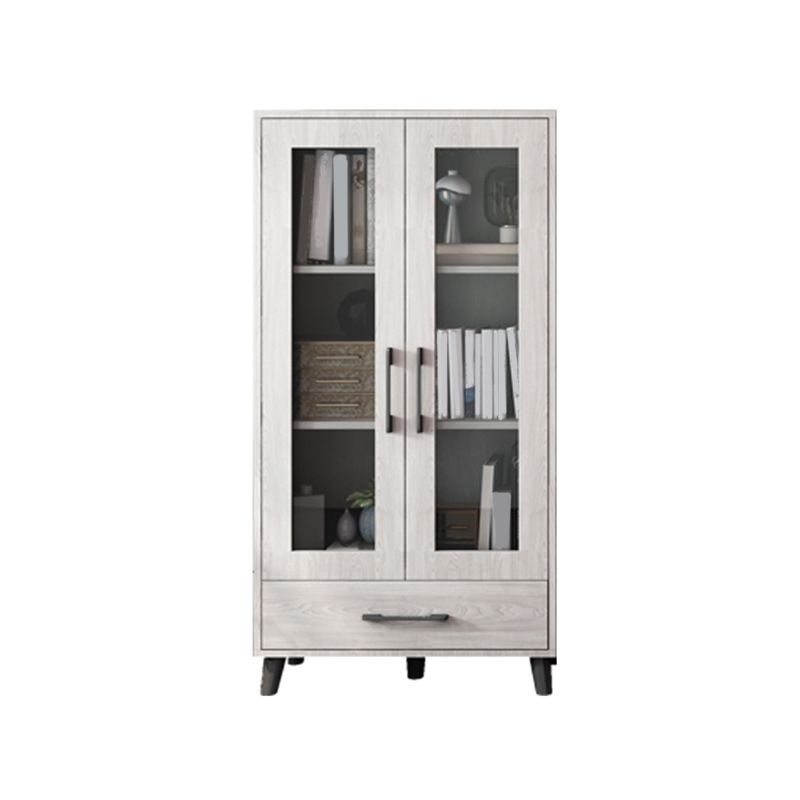 Modern Style Standard Bookcase Closed Back Bookshelf with Drawer Storage