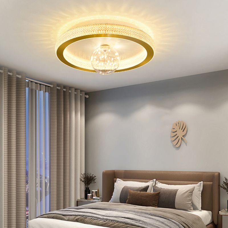 Gouden ronde inbouwlamp, moderne LED-plafondlamp van acryl met bolglazen kap