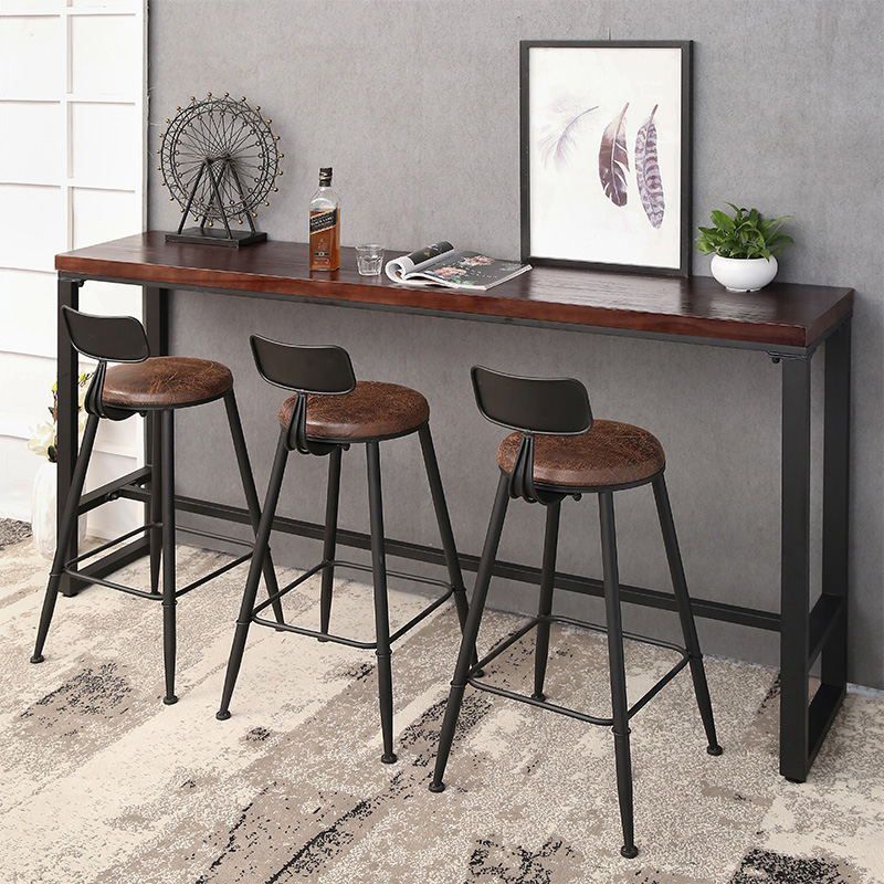 1/4/7 Pieces Industrial Rectangular Pub Table Set Wooden Counter Table with High Stools