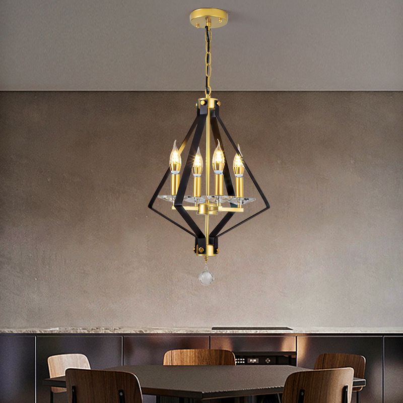 Araña geométrica metal industrial 4 luces de lámpara colgante para comedor