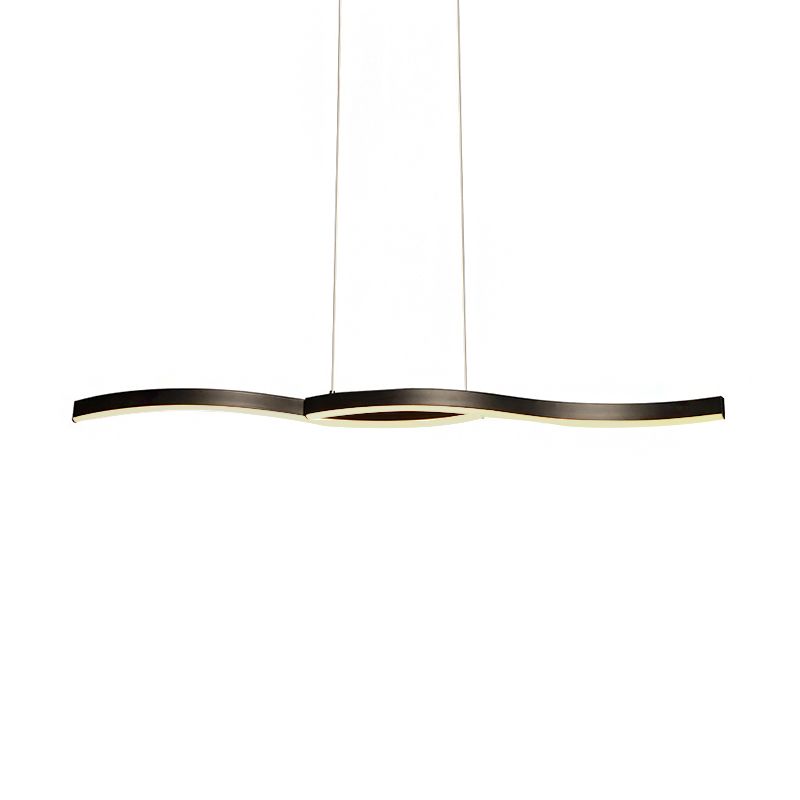 Acrylic Wavy Chandelier Light Modern Black LED Ceiling Pendant Light in Warm/White Light, 39"/41" W