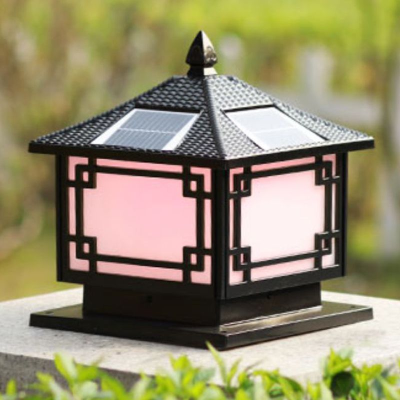 Contemporary LED Pillar Lamp Simple Solar Lighting Fixture with Acrylic Shade for Garden