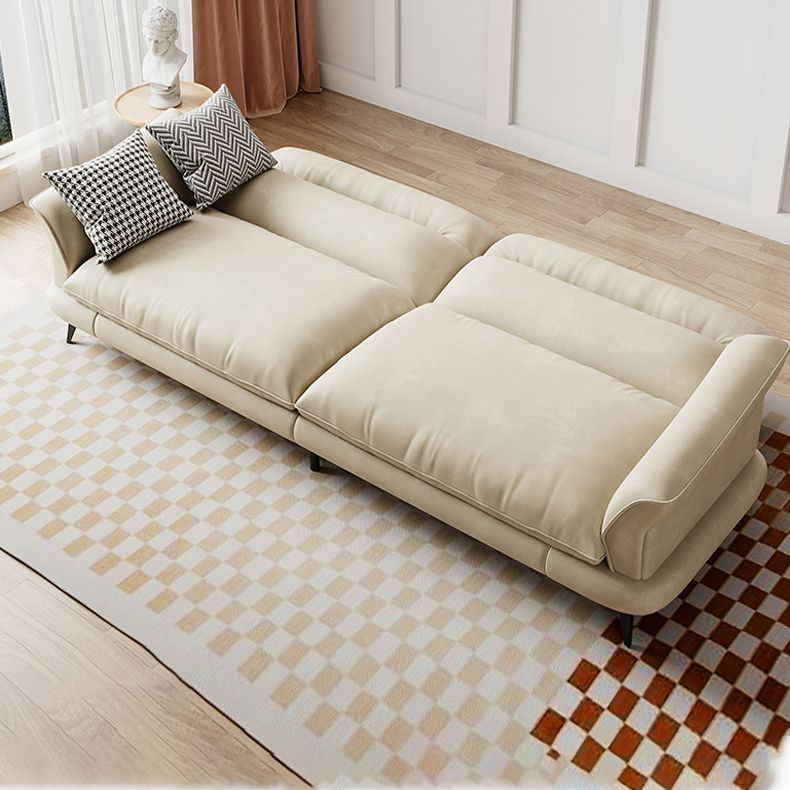 31.49" High Scandinavian Sofa Faux Leather/Linen Flared Arm Sofa