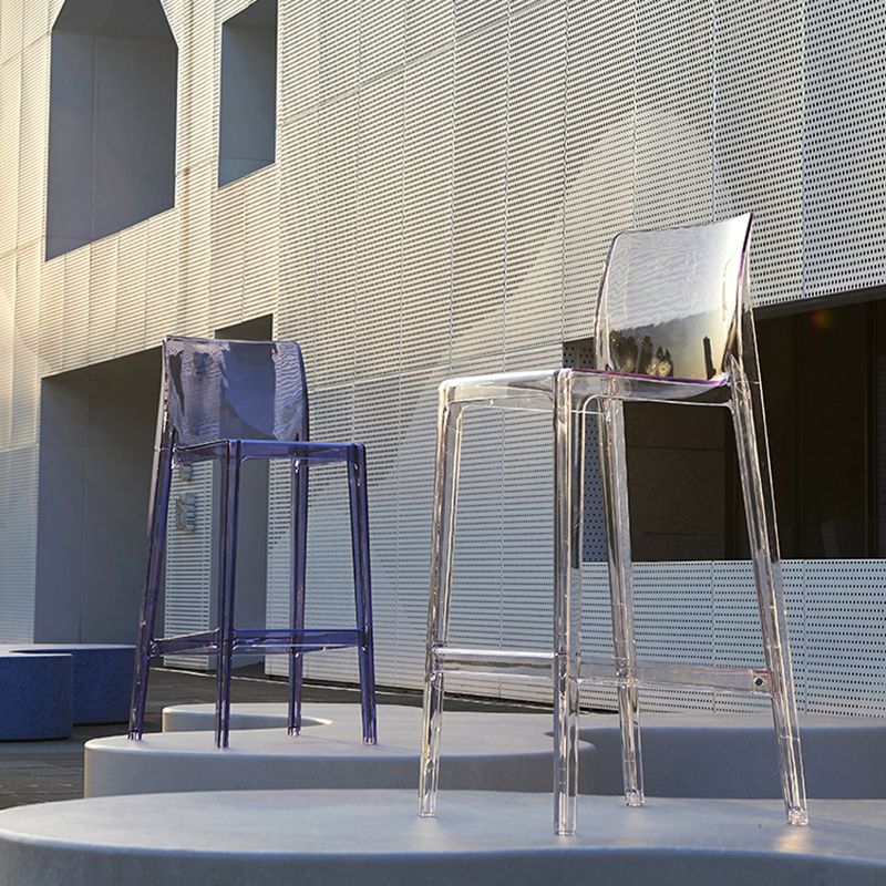 Contemporary Acrylic Low Back Armless Bar Stool with Footrest