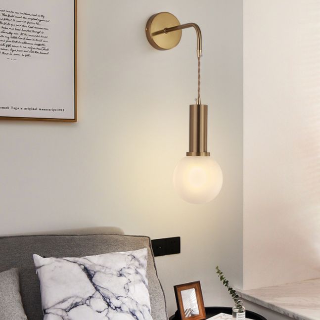 Spherical Glass Wall Mounted Lamp Minimalist Style Wall Mounted Light Fixture for Bedroom