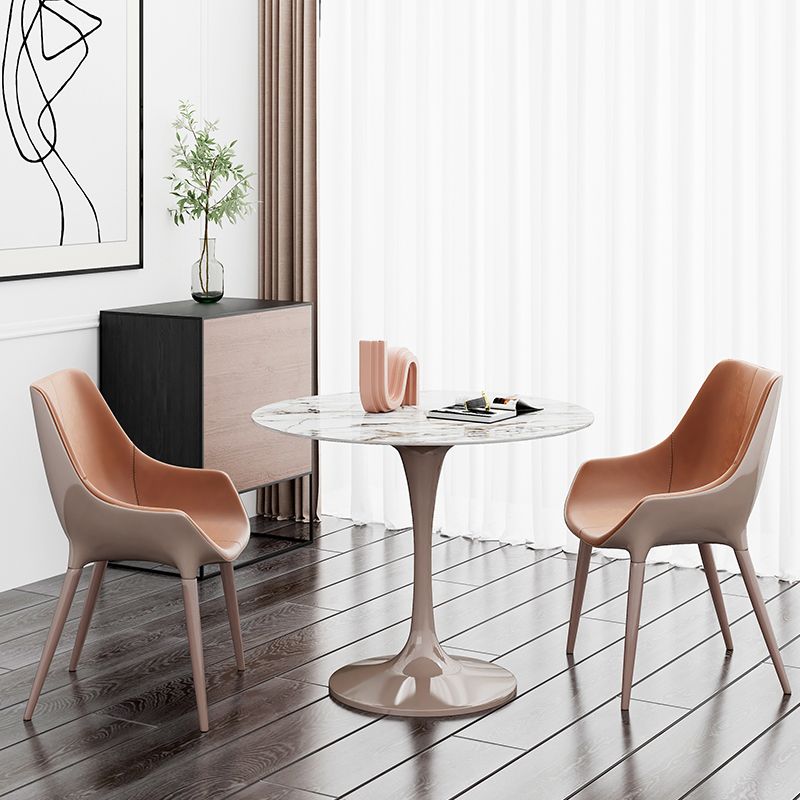 Round Dining Set with Solid Back Chairs 1/2/3 Pcs Stone Top Dinette Set for Kitchen