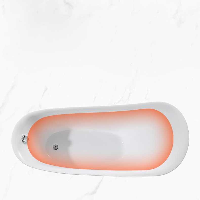 Oval Slipper Soaking Bathtub Modern Acrylic Freestanding Bathtub in White