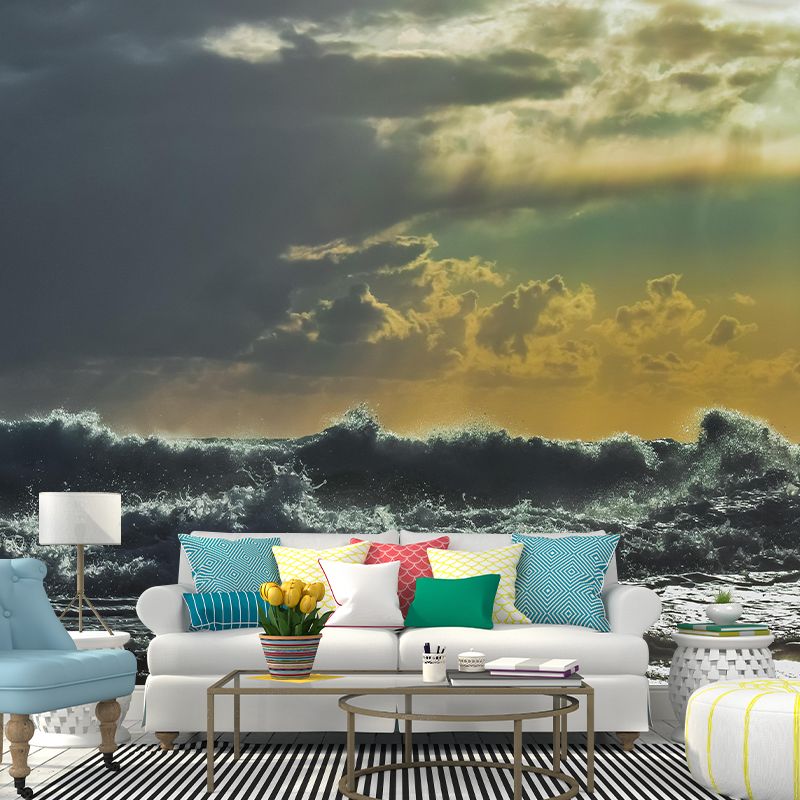 Customized Sea Mural Wall Covering Decorative Mildew Resistant for Sitting Room