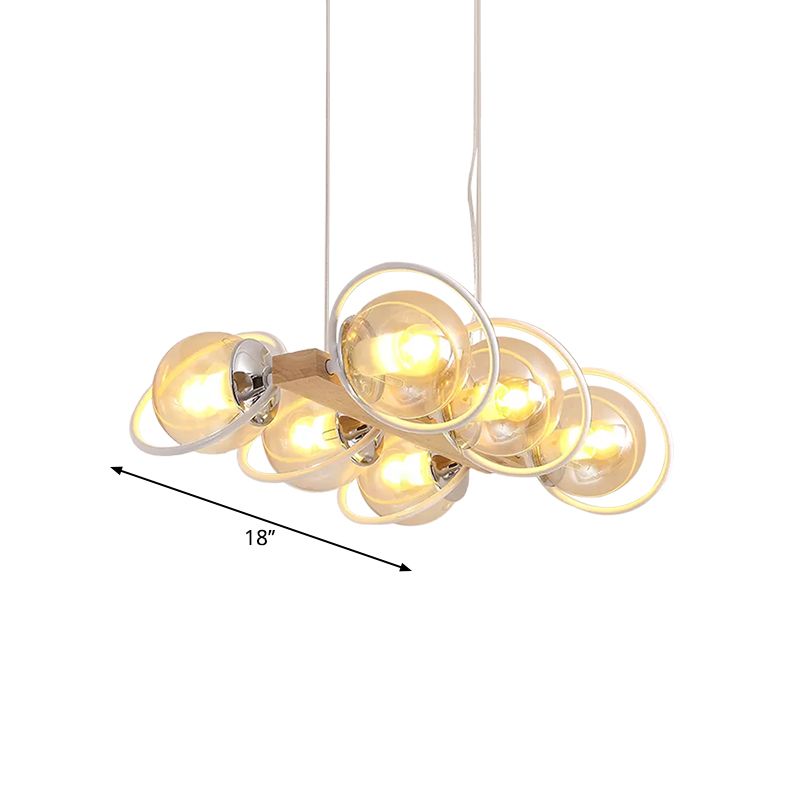 Iluminación de la isla de sombra de burbujas de coñac 6/8/12 luces lámpara colgante de vidrio moderno para comedor