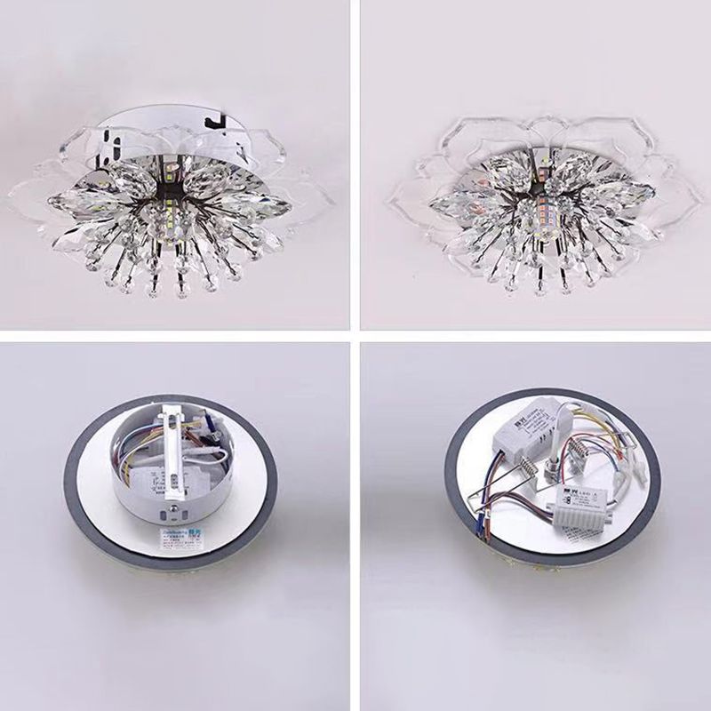 Flower-shaded Flush Mount Ceiling Light Fixture Modern Crystal Flushmount Recessed Lighting