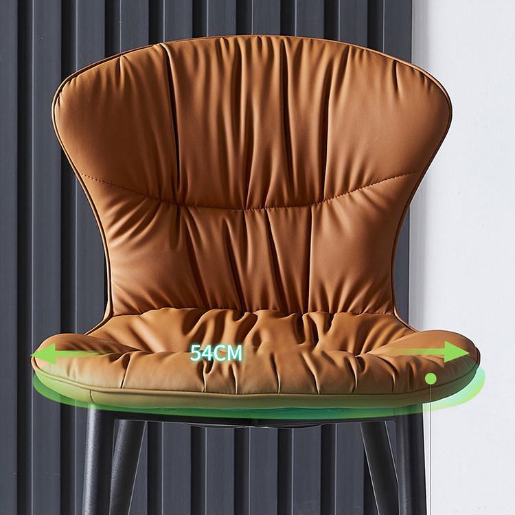 Chaise de salle à manger sans bras en cuir contemporain avec pattes noires