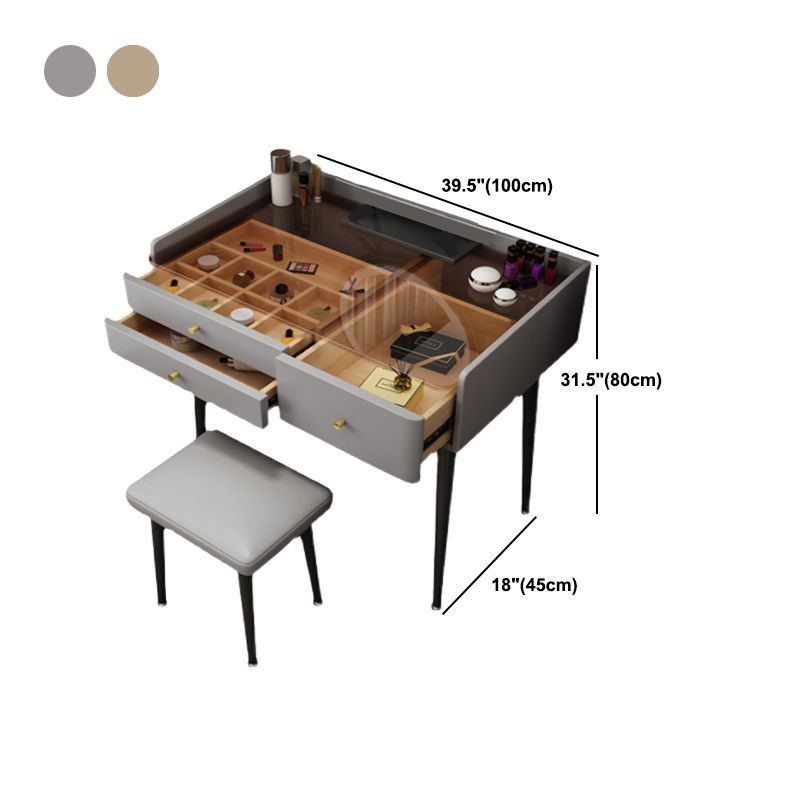 Modern Solid Wood Vanity Dressing Table 3 Drawer Makeup Vanity Set
