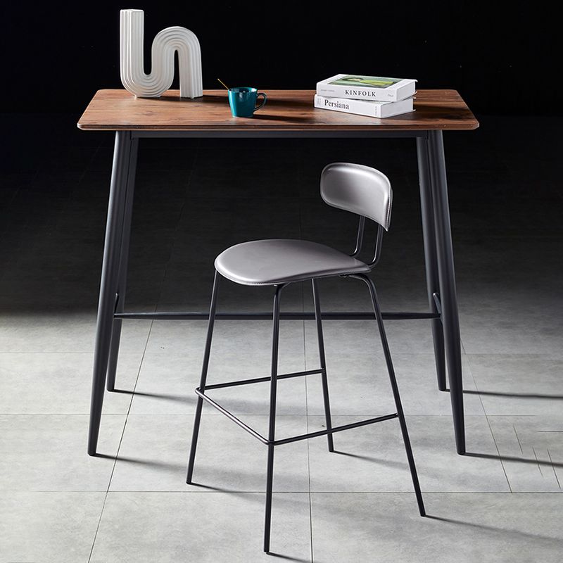 Nordic Style Leather Seat Backrest Bar Chair Front Desk High Chair