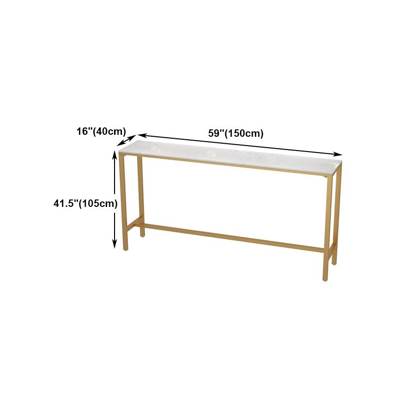 White Stone Bar Table Traditional Luxury Bar Table with Gold Base