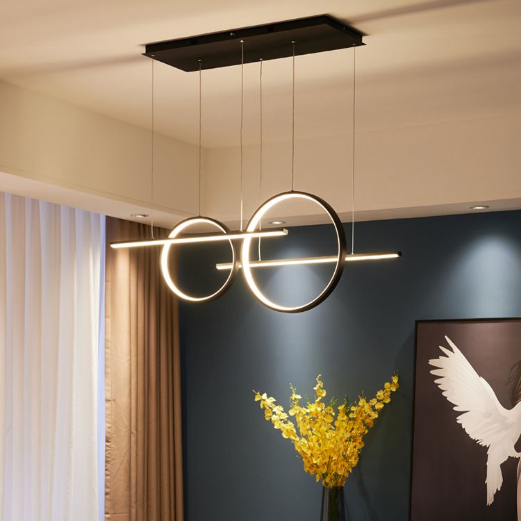 Pendre simple Light Black 4-Light Metal Pending Lighting Fixtures for Dining Room