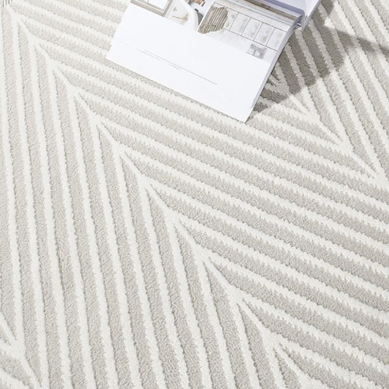 Grey Modern Area Carpet Stripe Print Polyester Area Rug Non-Slip Backing Rug for Living Room