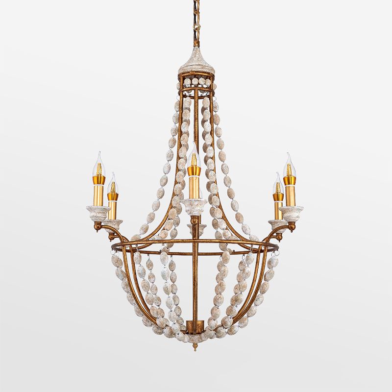 5 Bulbs Candle Ceiling Chandelier Traditional Metal Suspended Lighting Fixture in Rust