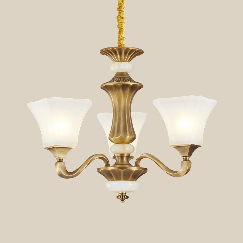Bell Glass Chandelier Hanging Light Fixture Antique Living Room Chandelier Light Fixtures