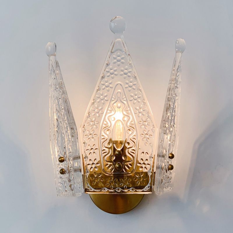 Glass Crown Shaped Wall Sconce Lights Modern Style 1 Light Wall Mounted Lamps