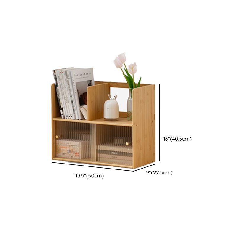 Contemporary Closed Back Bookcase Bamboo Horizontal Bookshelf with Cabinets