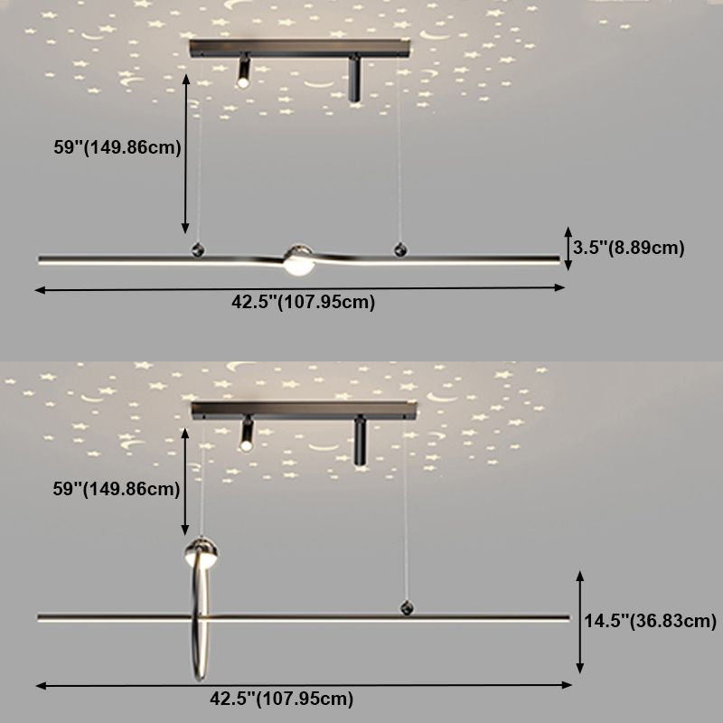 Contemporary Style Linear Island Lights Metal 5 Light Island Pendant Lights