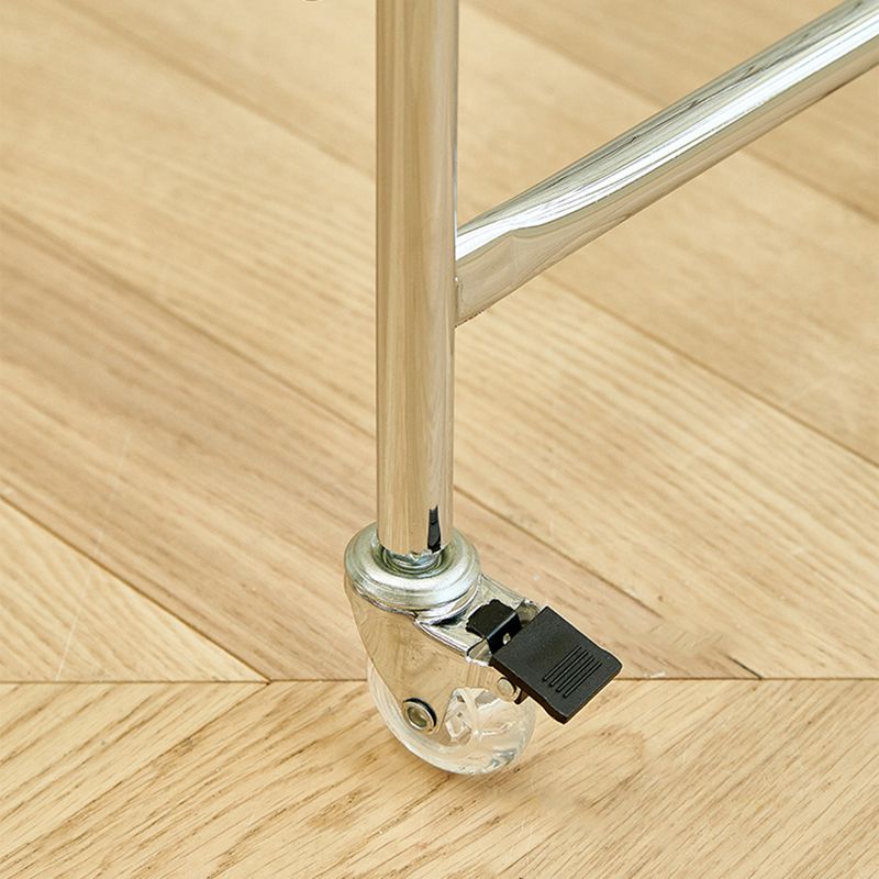 Moveable Side End Table in Metal  with Wheels 4 Legs Base Side Table