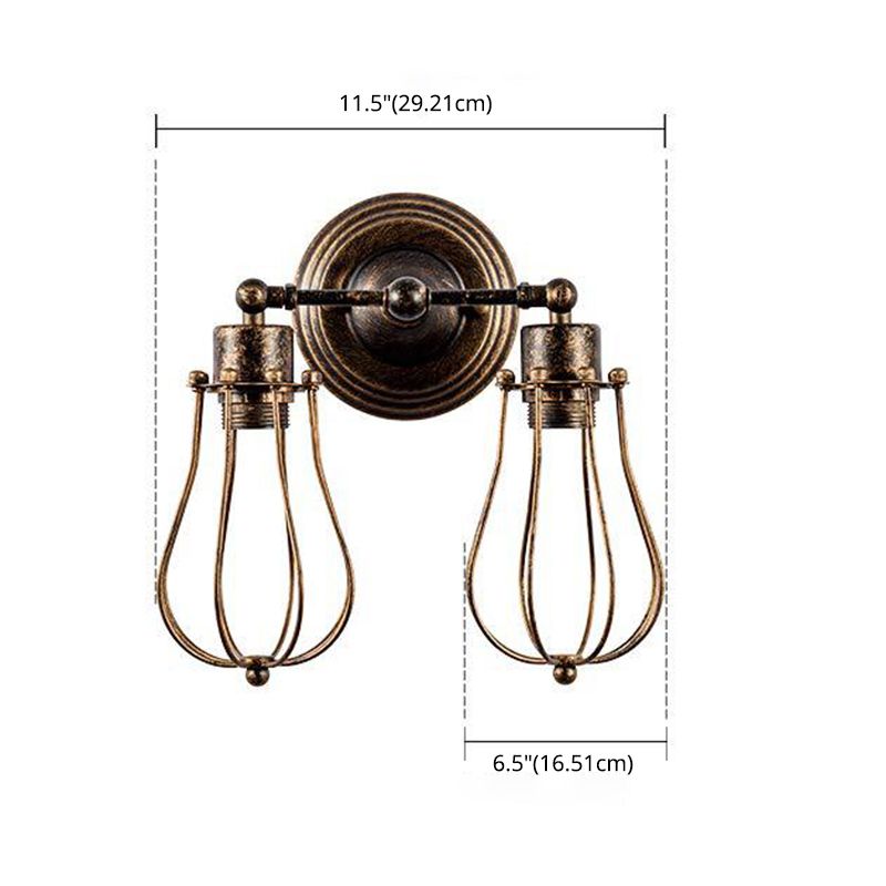2 Lights Metal Wall Mounted Light Fixture Industrial Cage Shade Wall Mounted Wall Lights for Hall And Foye
