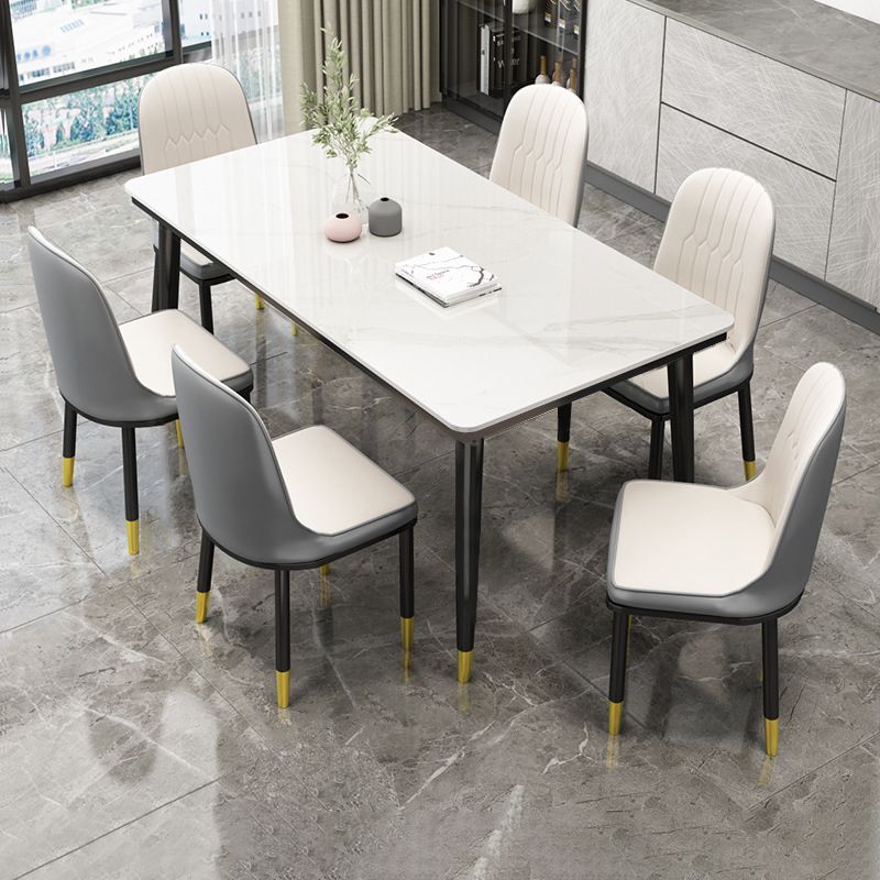 Simple Sintered Stone Top Dining Table Rectangle Shape Standard Dining Table for Kitchen