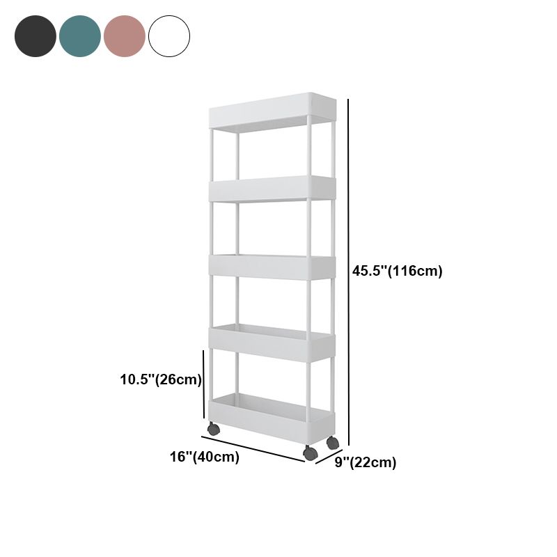 Modern Style Bookshelf Open Shelf Bookcase with Caster Wheels