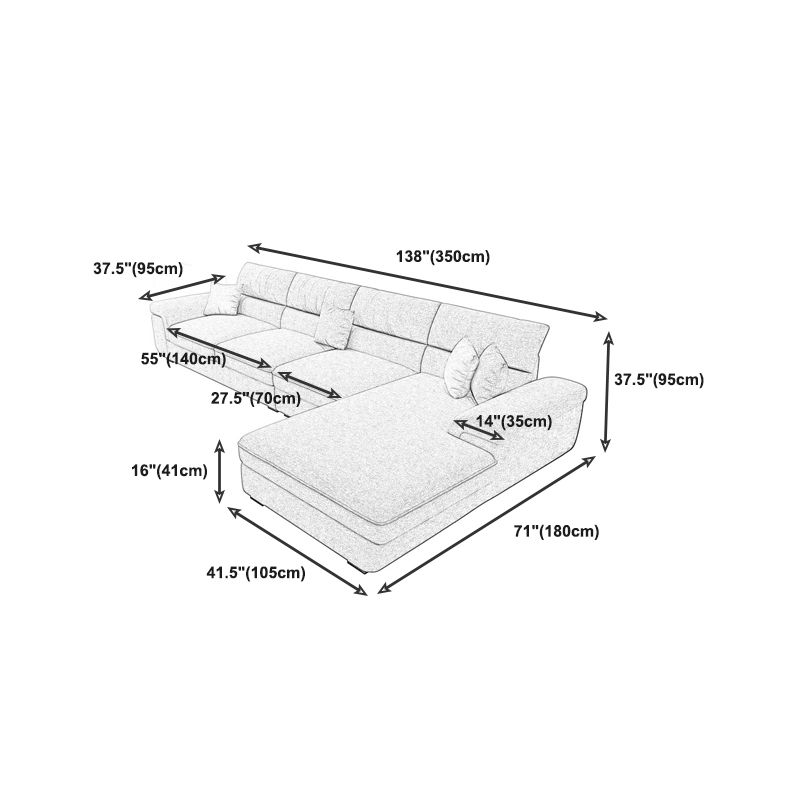 Divano di chaise reversibile contemporaneo con cuscini divano braccio svasato