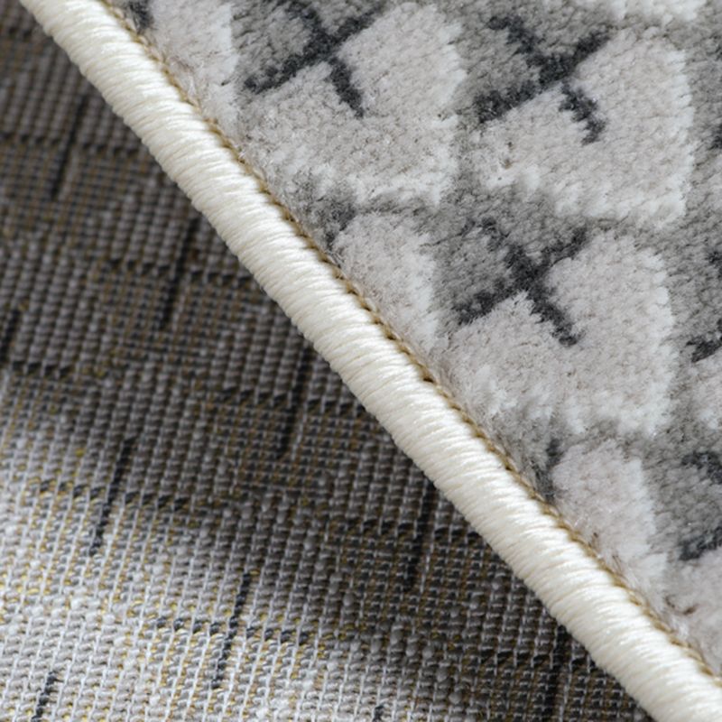 Grey Modern Area Rug Color Block Polyester Area Carpet Stain Resistant Rug for Living Room