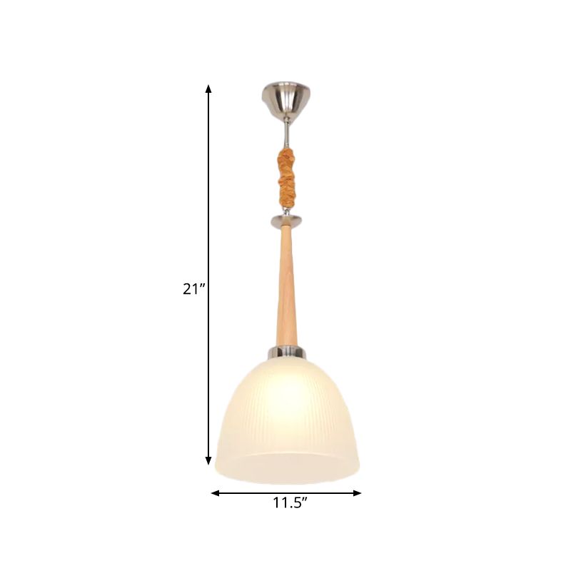 Plafon de plafond simple à 1 tête dôme pendant suspendu avec une teinte en verre prismatique blanche, 11,5 "/ 14" de largeur
