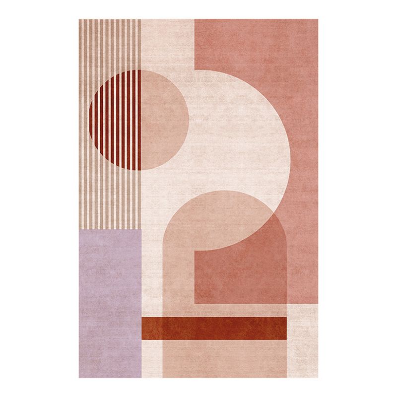 Pink Nordic Rug Polyester Color Piece Rug Washable Rug for Living Room