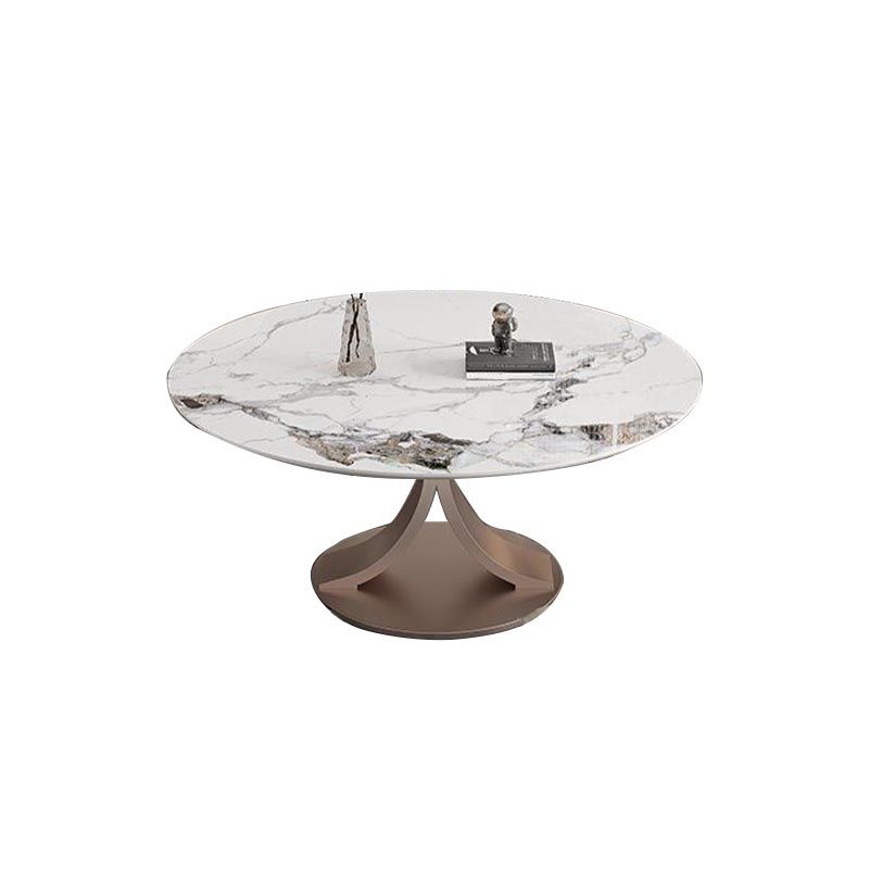 Round Sintered Stone Dining Table Modern Furniture with Pedestal Steel Base