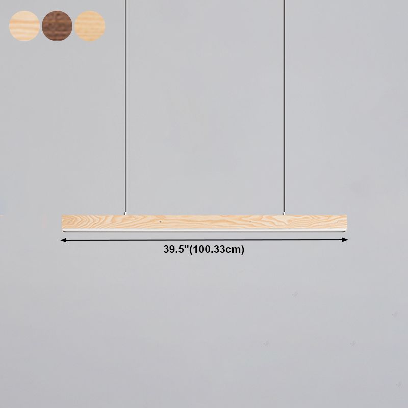 Linear Wood Island Light Fixture Modern Ceiling Pendant Light for Tea Room