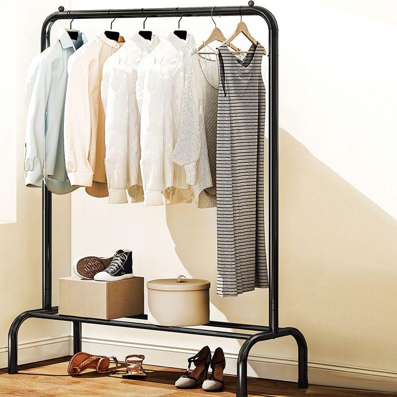 Contemporary Metal Open Armoire Black and White Cabinet with Caster Wheels